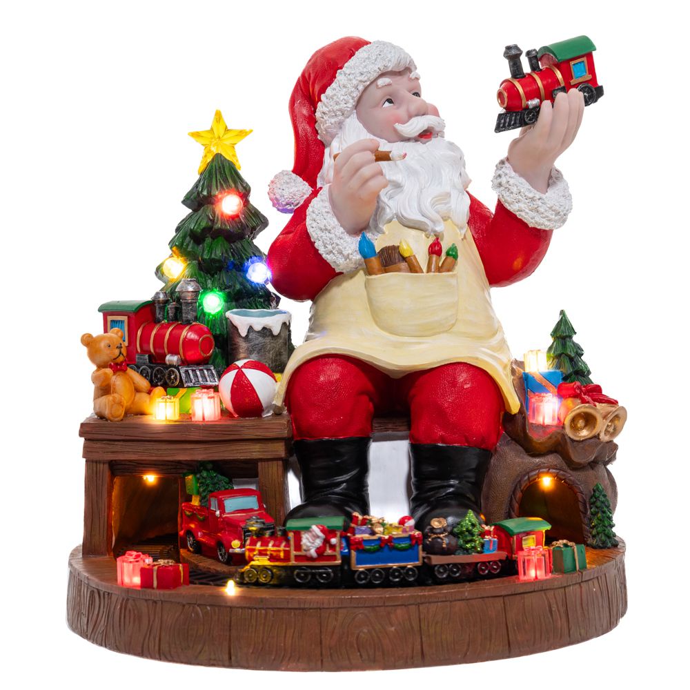 figurina Mos Craciun animata cu muzica si miscare rotativa pentru decor de Craciun