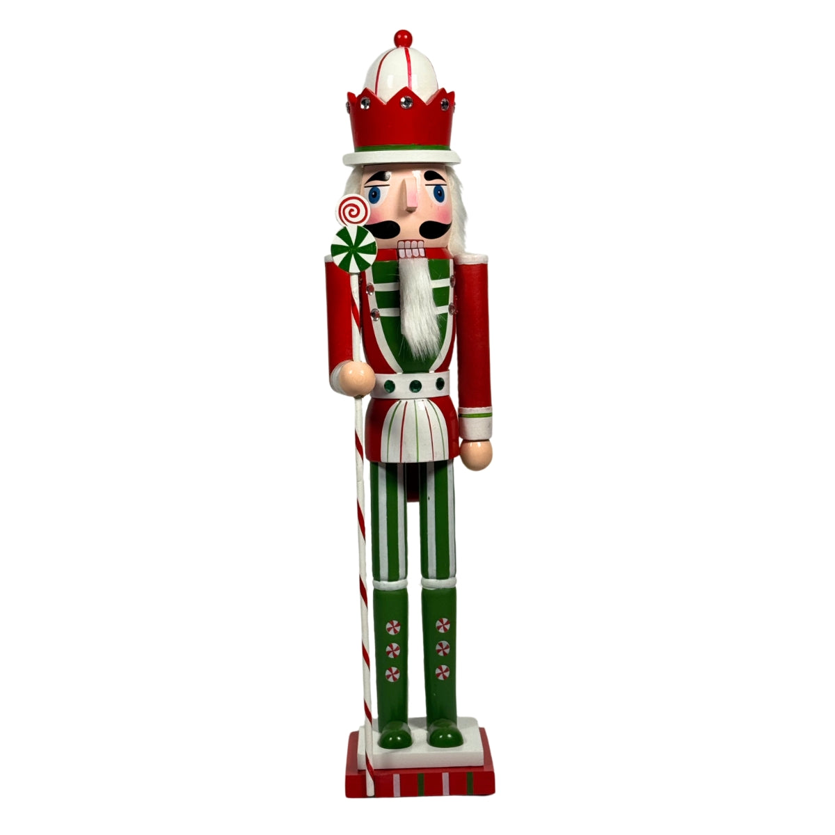 Figurina traditionala de Craciun spargator de nuci rege din lemn multicolor de saizeci centimetri inaltime