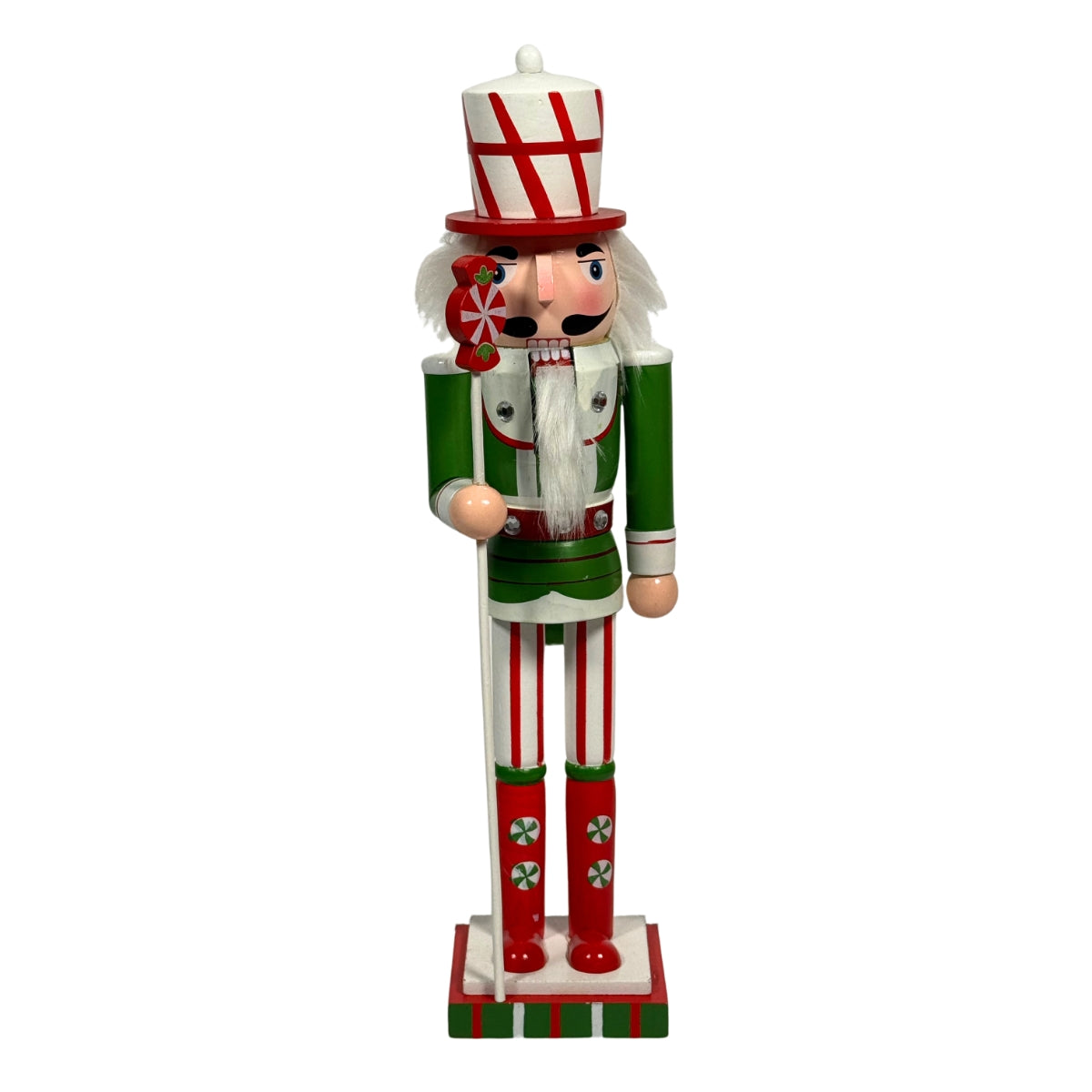 Spargator de nuci soldat din lemn multicolor cu acadea decoratiune traditionala de Craciun 38 cm