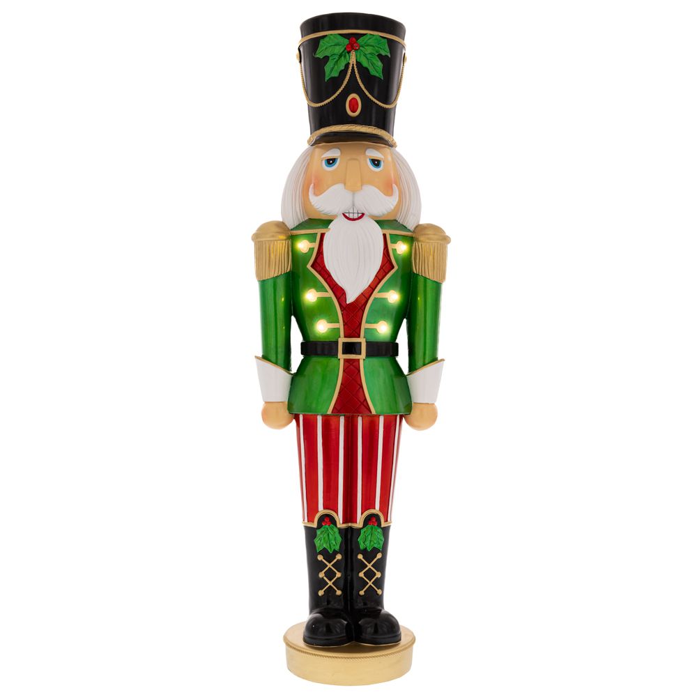 spargator de nuci decorativ cu haina verde si lumini led inaltime 69 cm