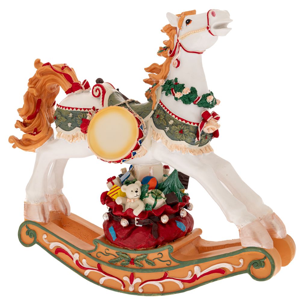 Decoratiune de Craciun in forma de calut balansoar de 49 cm pentru decor festiv de iarna