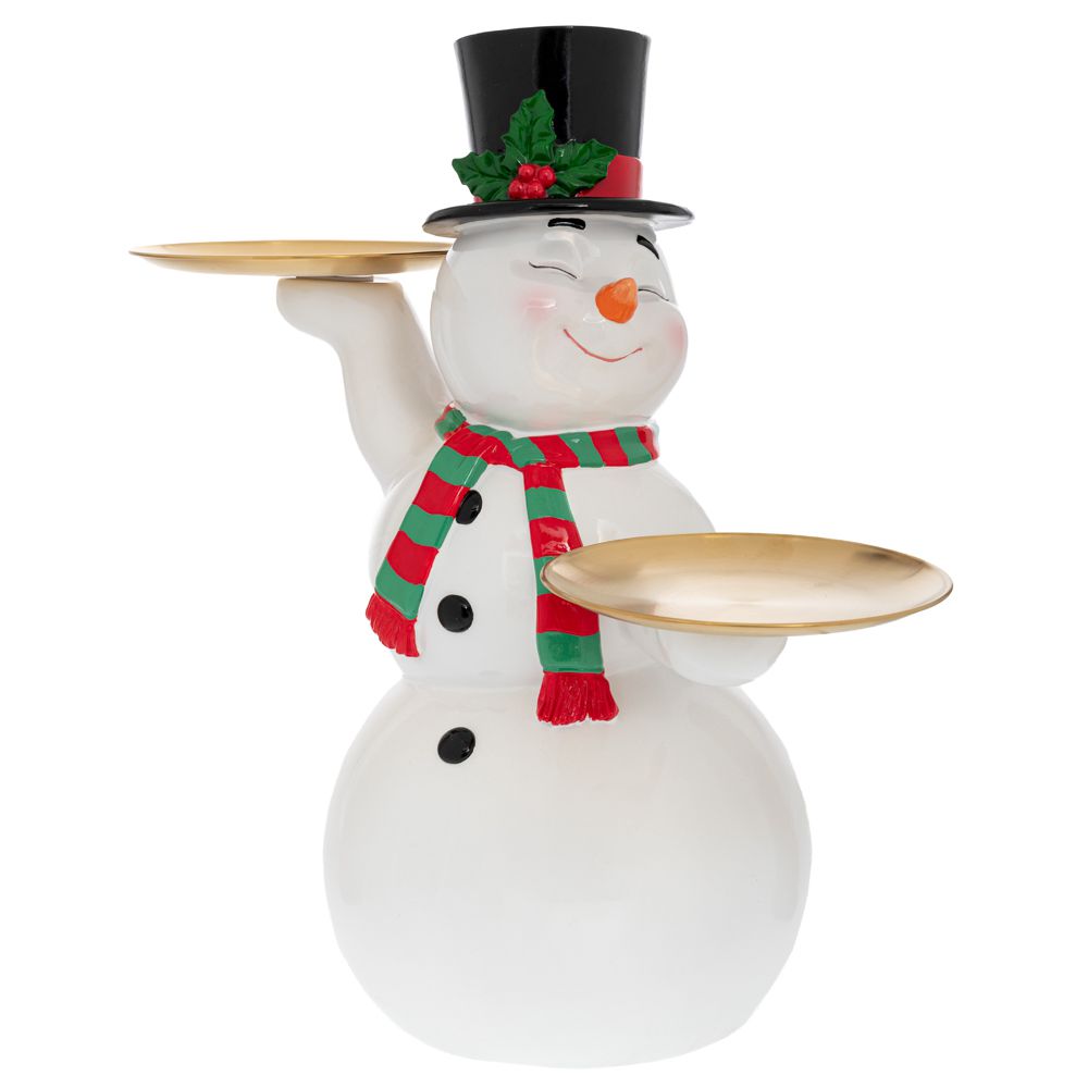 Figurina decorativa om de zapada din ceramica cu doua tavite pentru servire sau expunere decoratiuni