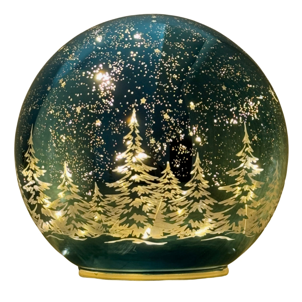 Decoratiune Craciun luminoasa, glob de sticla turcoaz, 15 cm