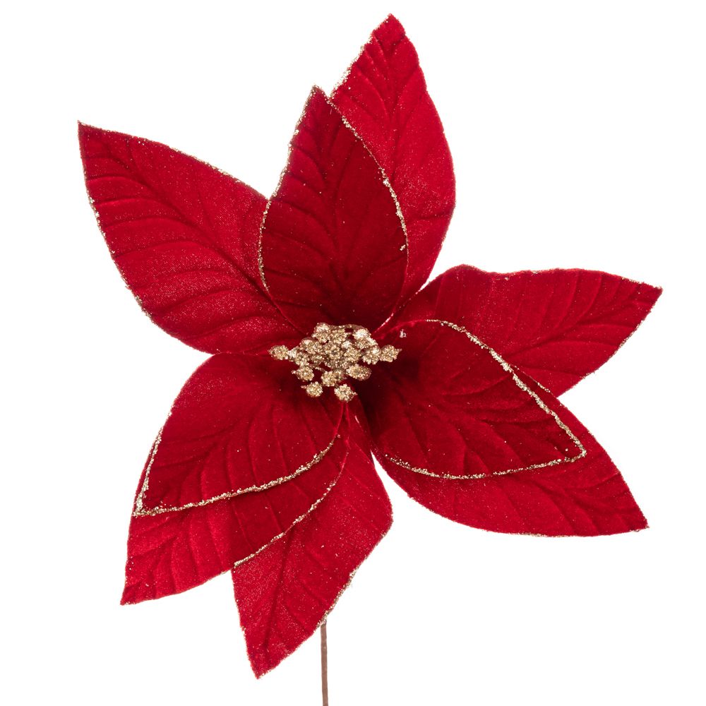 Decoratiune brad craciunita rosie cu sclipici, 35 x 32 cm