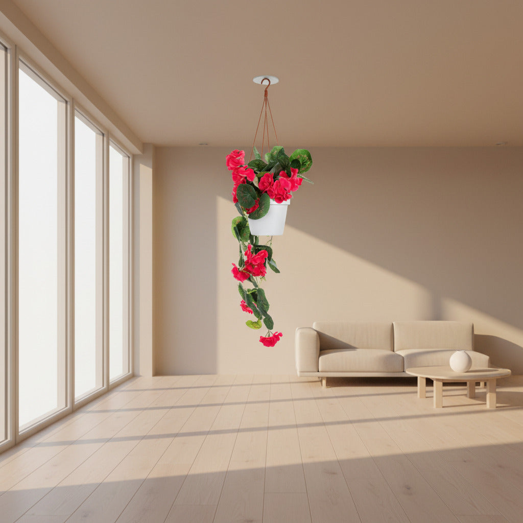 Planta artificiala curgatoare de agatat muscata rosie 62 cm