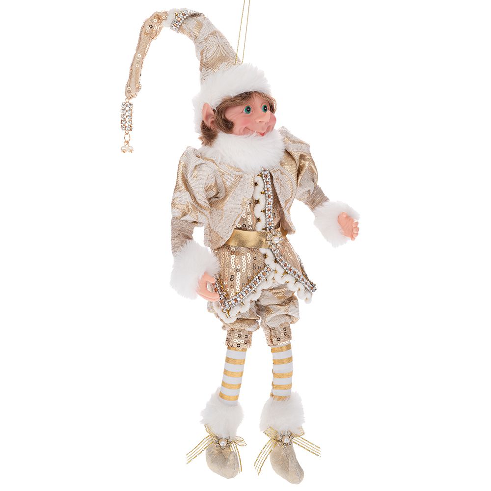 Figurina spiridus auriu pentru bradul de Craciun de 30 cm inaltime