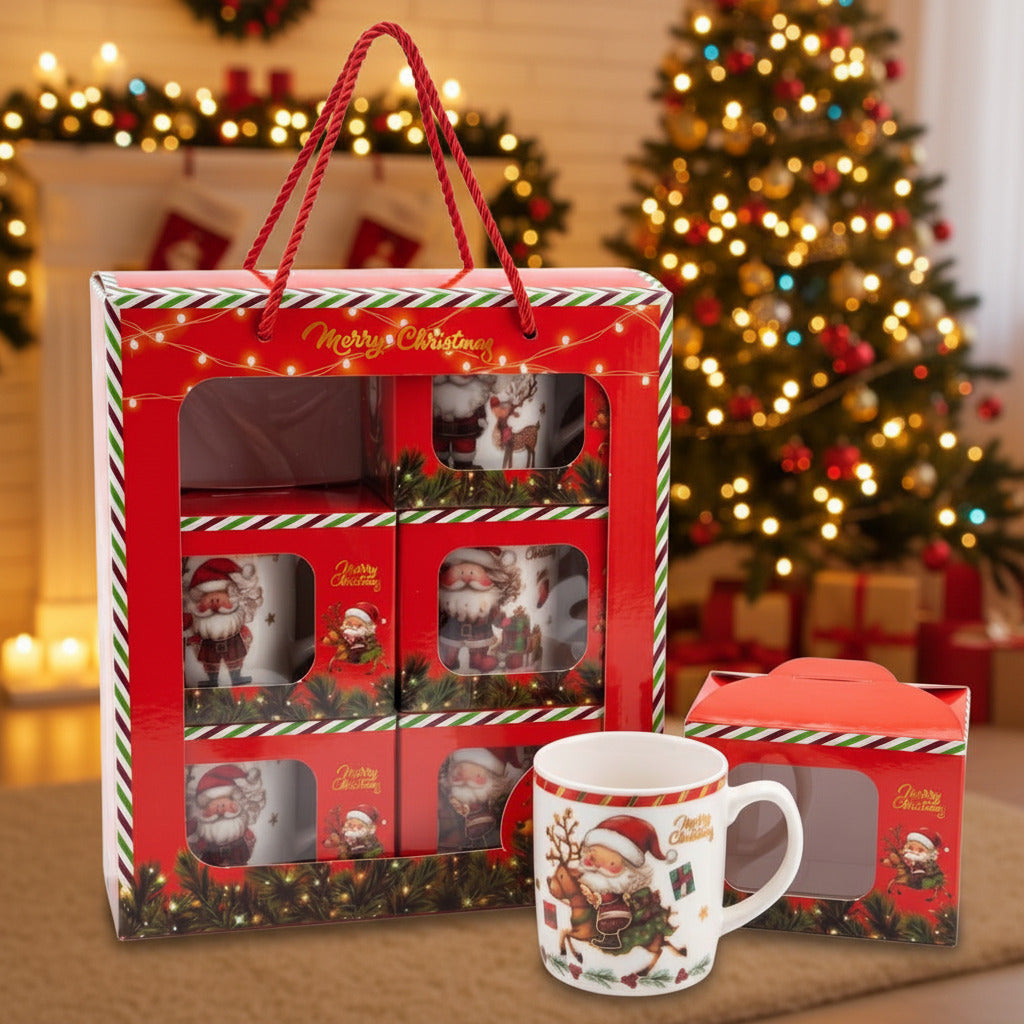 Set 6 cani espresso cu motive de Craciun