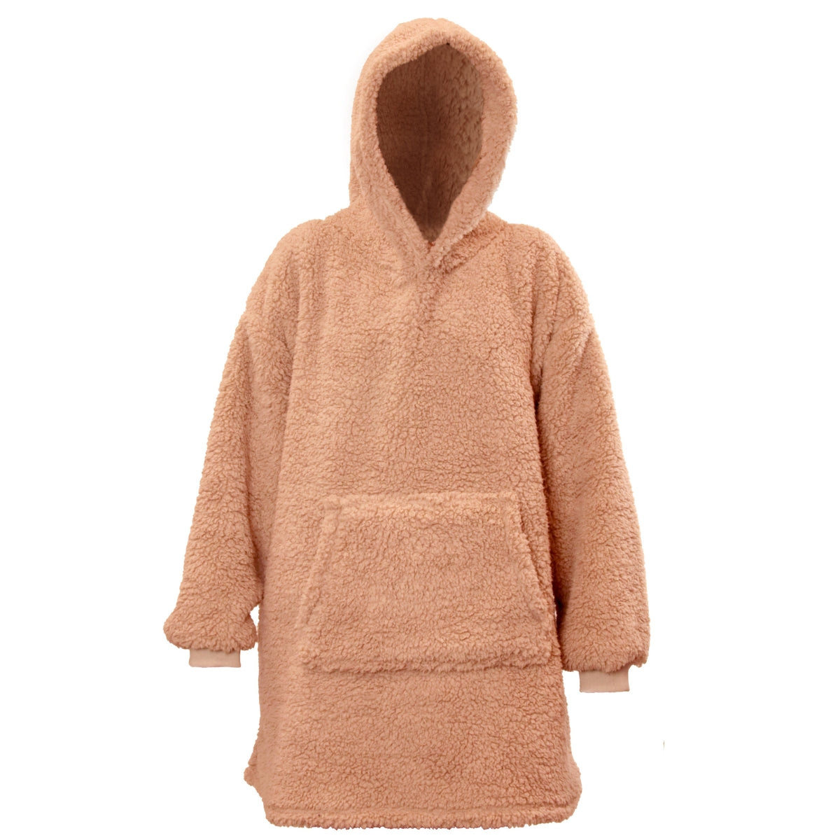 Hanorac Teddy Unique Living din material pufos culoare old pink roz prafuit de casa