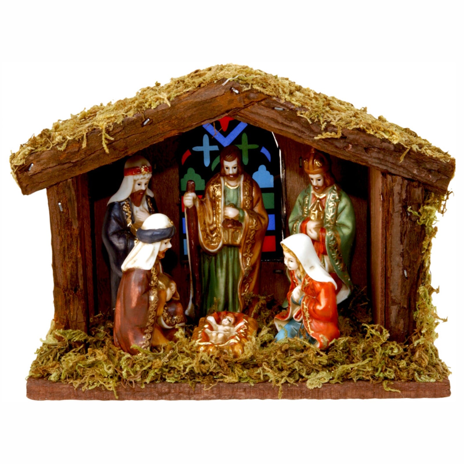 Decoratiune de Craciun reprezentand scena nativitatii cu iluminare LED de douazeci centimetri