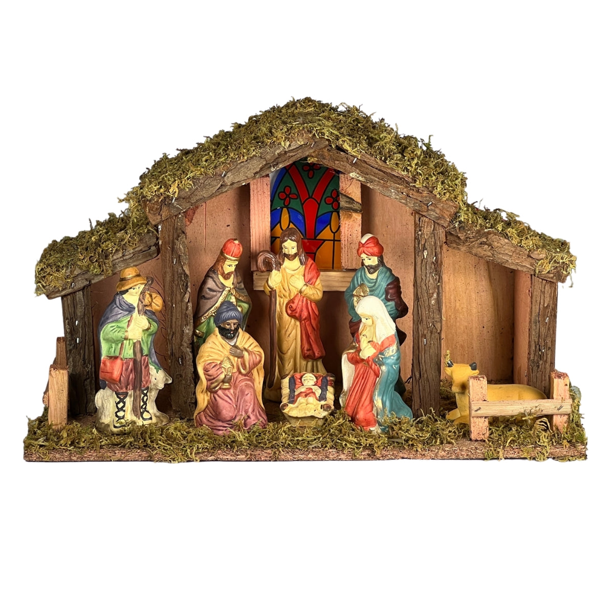 Decoratiune de Craciun reprezentand scena nativa cu iluminare LED de treizeci si noua centimetri