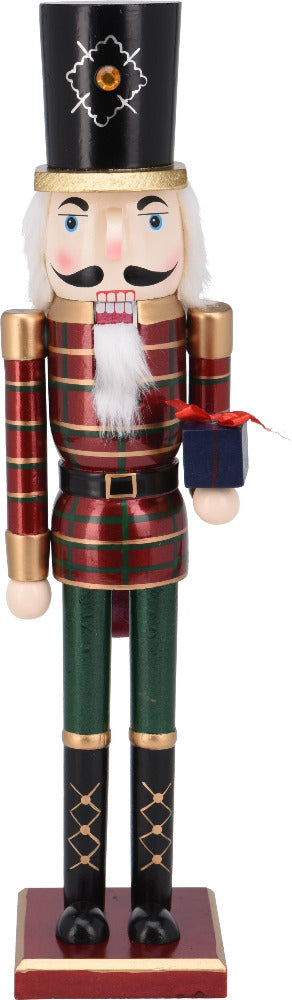 figurina soldat spargator de nuci cu cadou in mana inaltime 50 cm decoratiune craciun