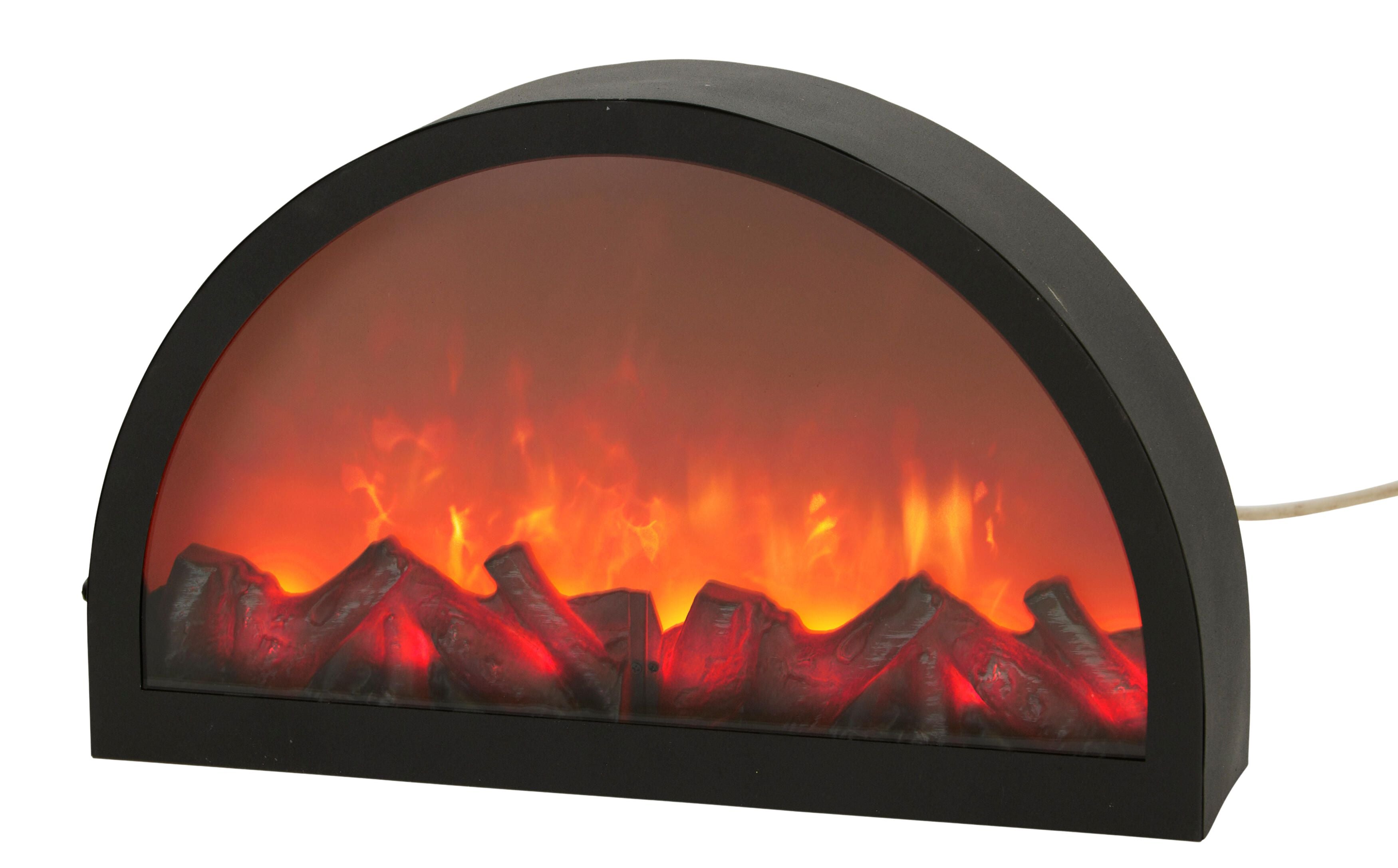 Semineu decorativ negru cu efect de flacari LED si cablu USB