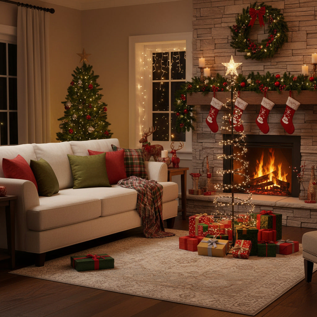 Decoratiune luminoasa brad cu efect de cascada 180 cm