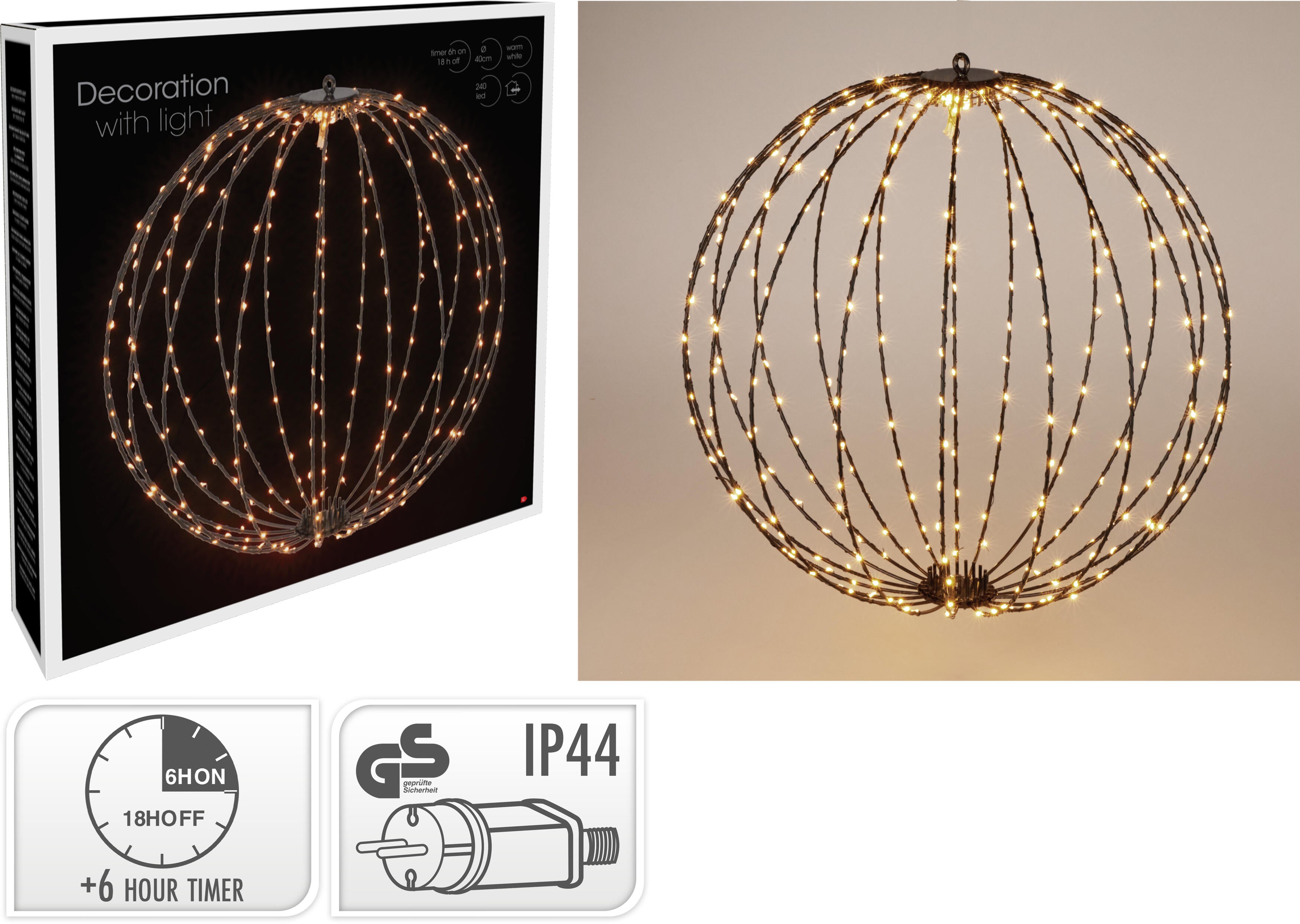 Decoratiune luminoasa glob cu 240 leduri 40 cm