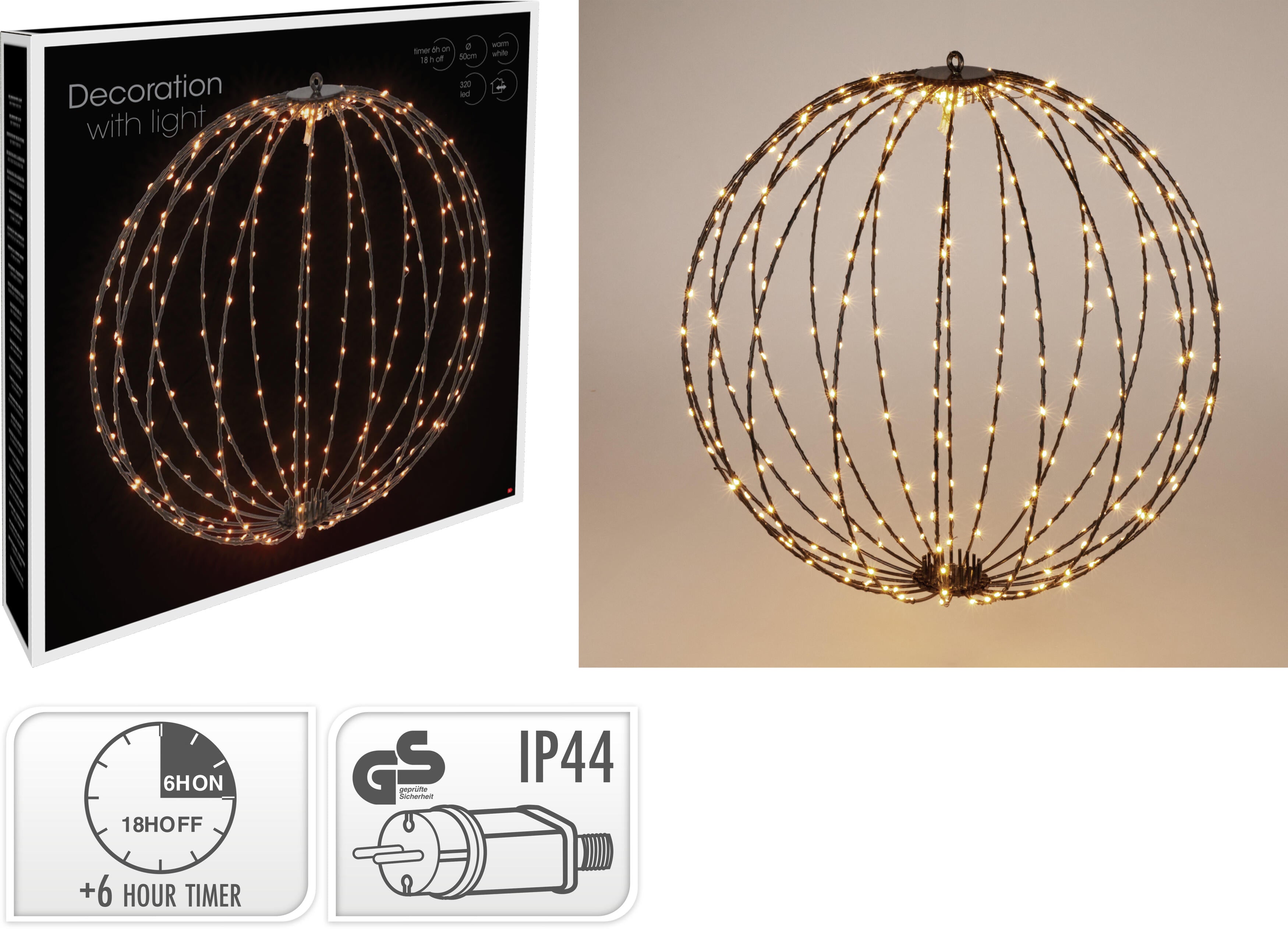 Decoratiune luminoasa glob cu 320 leduri 50 cm