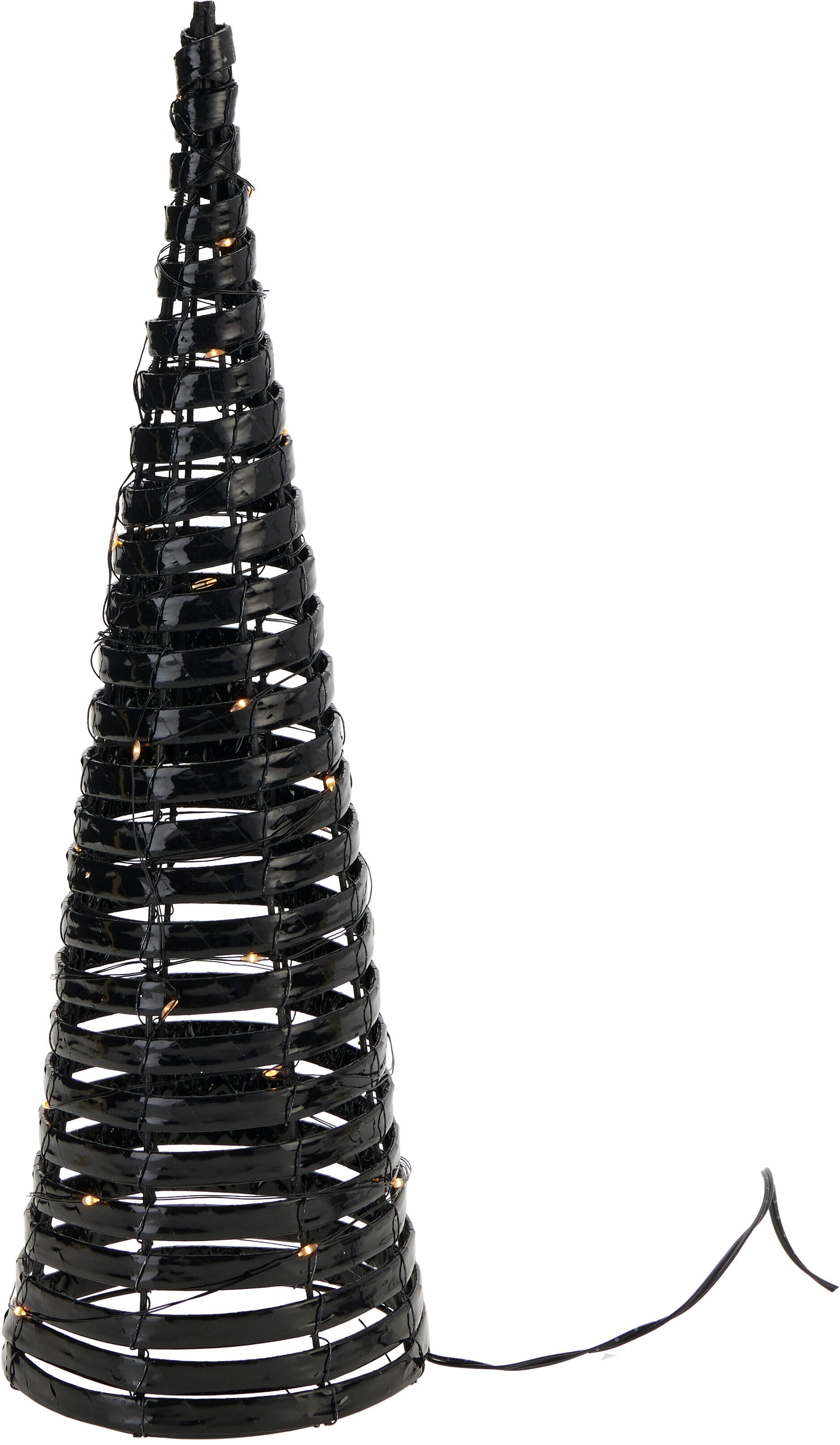decoratiune con metalic negru cu lumini led pentru craciun