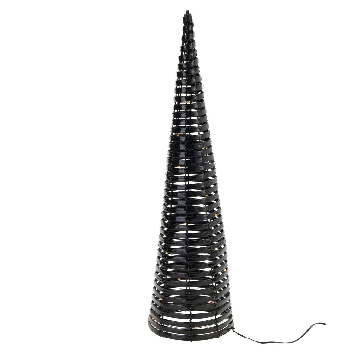 Decoratiune Craciun con negru metalic, iluminat cu led, 60 cm