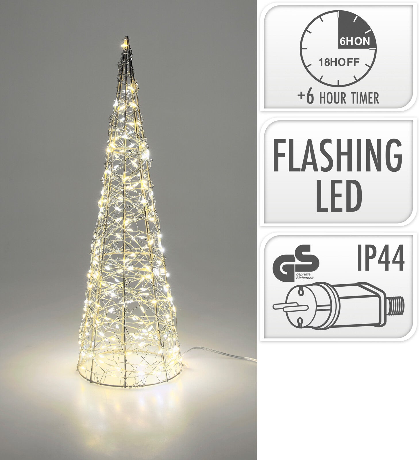 Decoratiune luminoasa con cu 200 leduri 40 cm, taupe