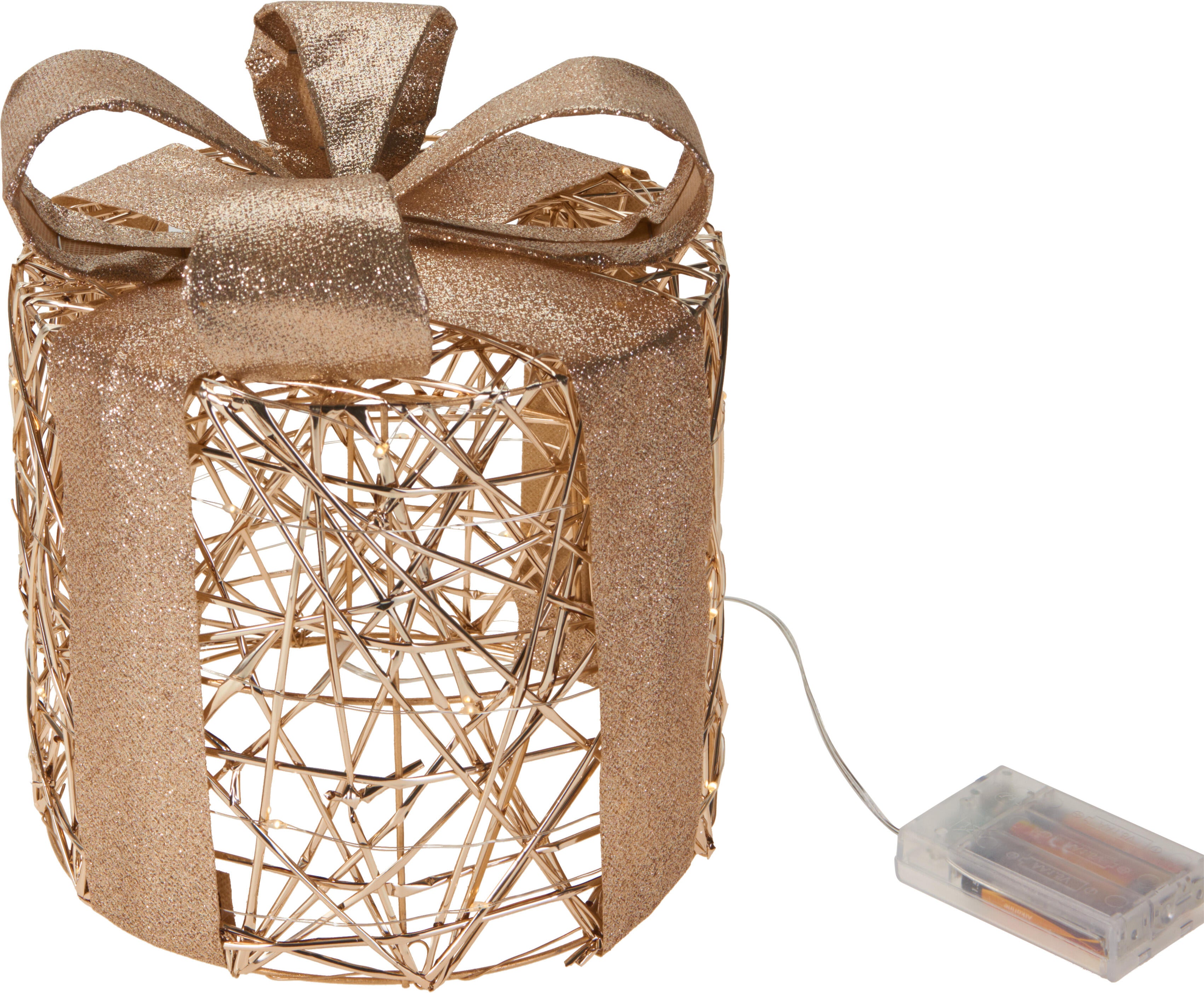 Set 3 decoratiuni luminoase, cutii cadouri rotunde, 30 cm