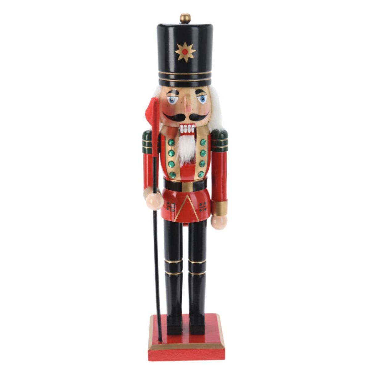 Spargator de nuci soldat din lemn multicolor de treizeci si opt centimetri decoratiune traditionala de Craciun