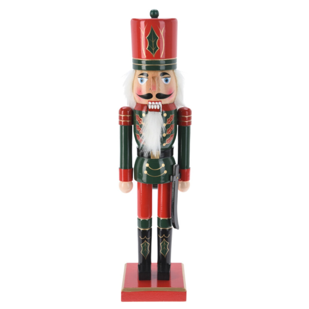 Spargator de nuci decorativ din lemn model ofiter multicolor inaltime treizeci si opt centimetri