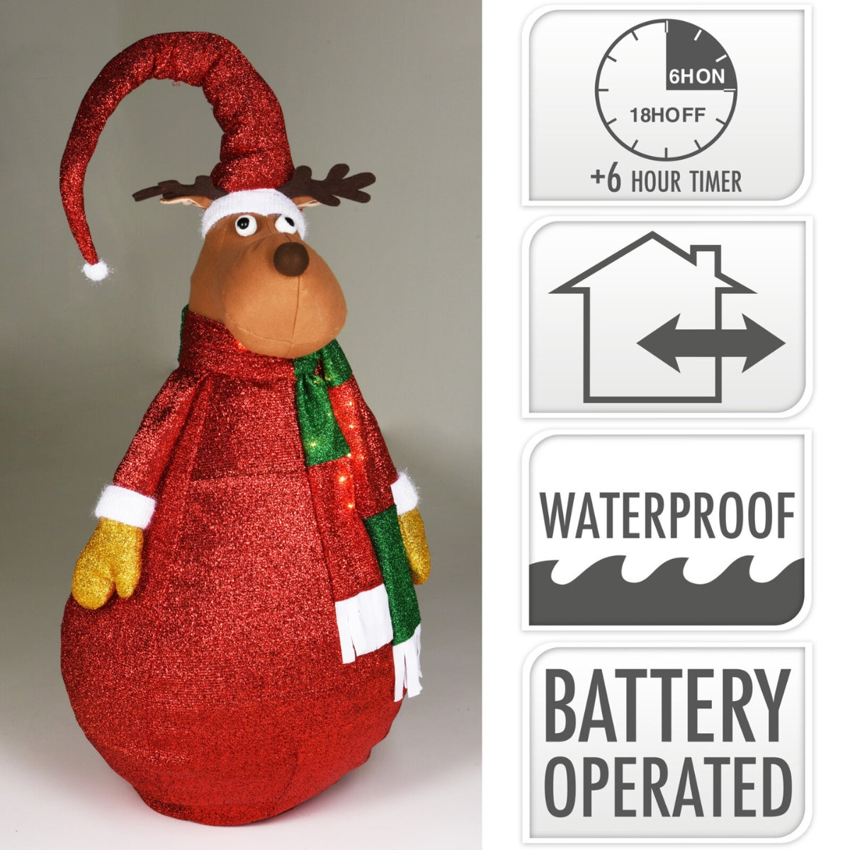 Decoratiune de exterior ren, iluminata cu leduri, 140 cm