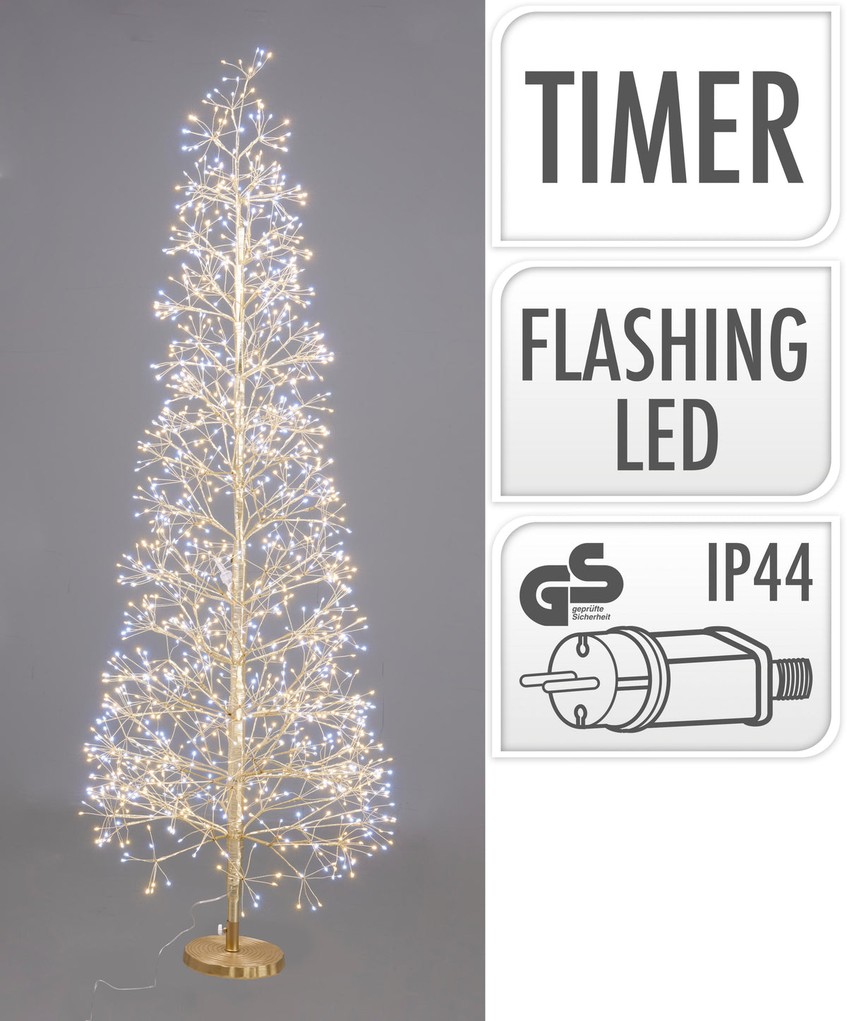 Decoratiune luminoasa brad 1600 leduri, 150 cm, aurie