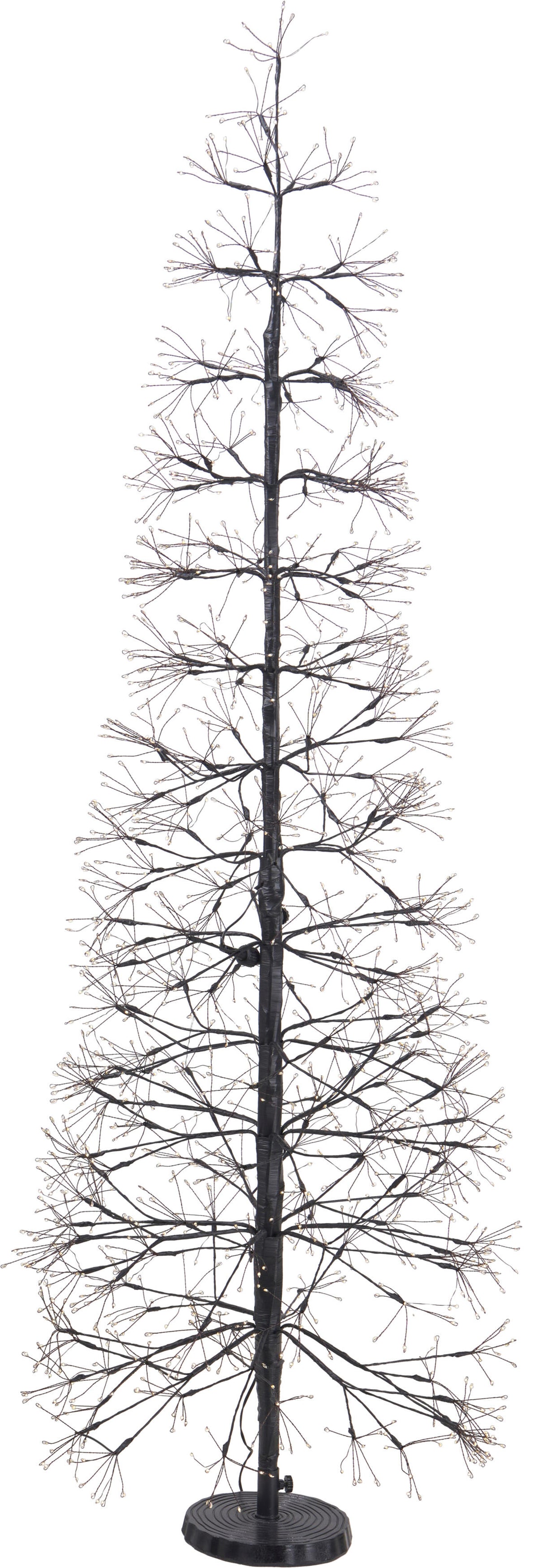 Brad decorativ luminos negru cu 700 LED-uri albe calde pentru interior