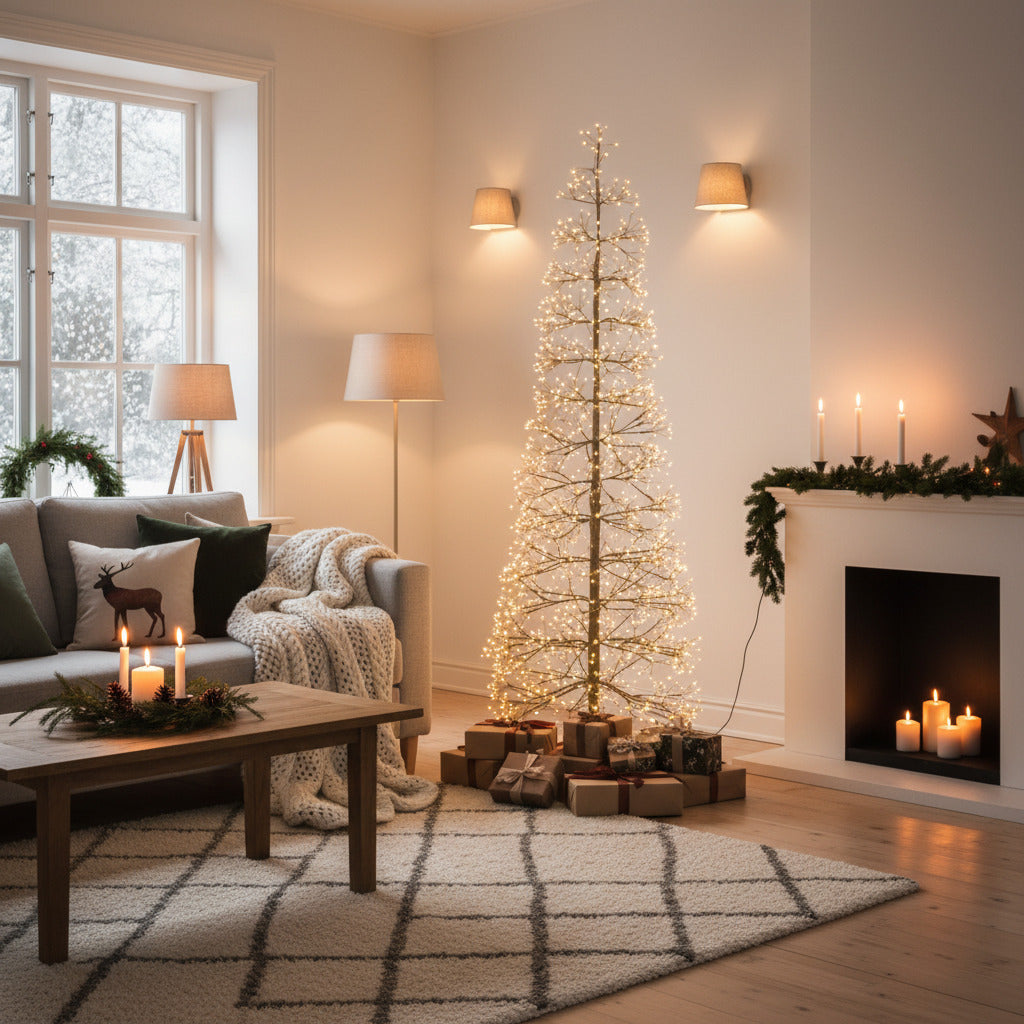 Decoratiune luminoasa brad 1800 leduri, 150 cm, neagra