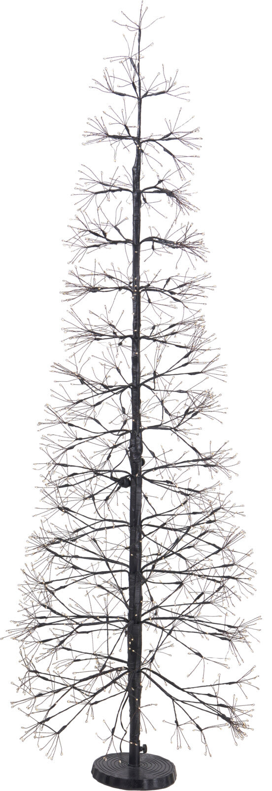 Brad decorativ luminos cu 1800 leduri alb cald si structura neagra de 150 cm inaltime