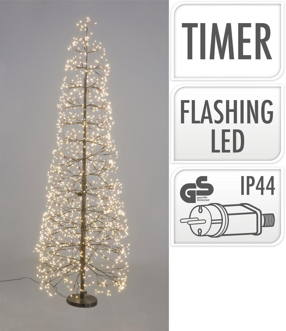 Decoratiune luminoasa brad 2700 leduri, 180 cm, neagra