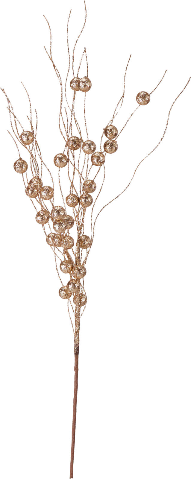 Crenguta decorativa de Craciun cu fructe de padure si finisaj glitter champagne