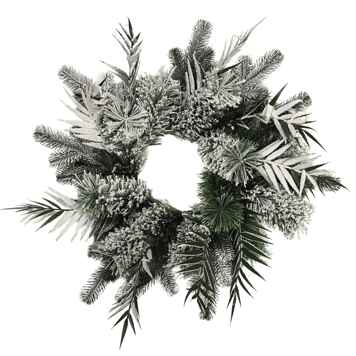 Coronita bogata de brad artificial cu aspect nins, 65 cm