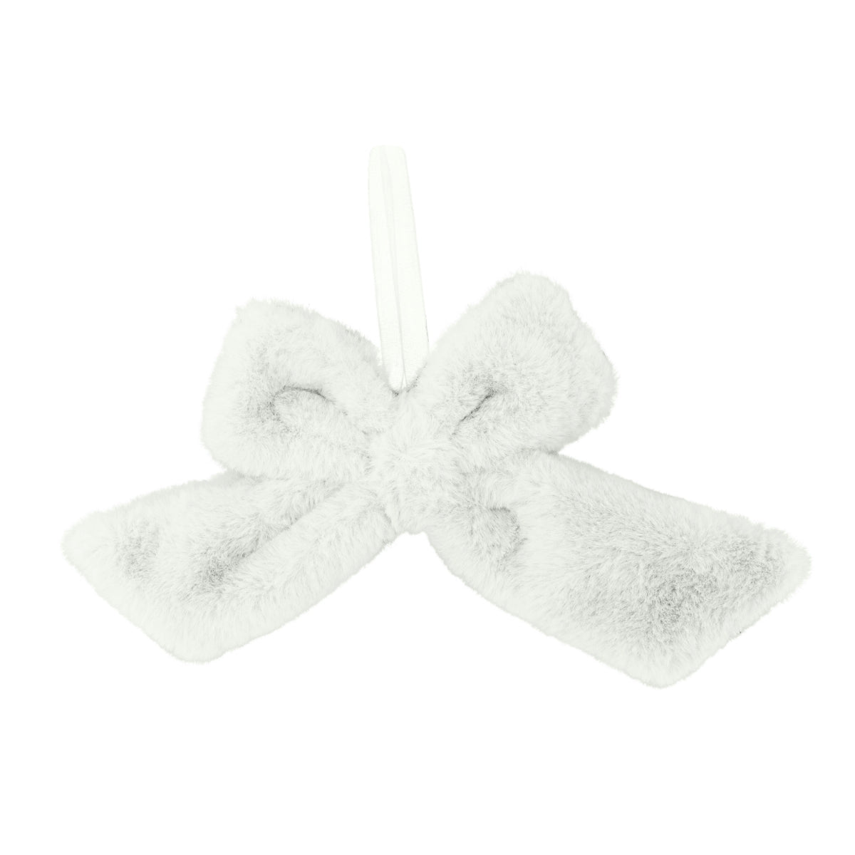 Decoratiune de Craciun in forma de fundita alba din blanita artificiala pentru brad