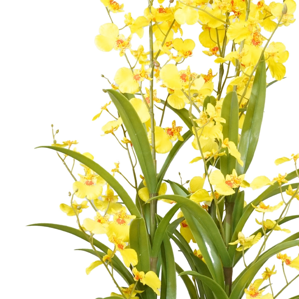 Aranjament cu orhidee artificiala Oncidium galbena in vas de plastic, 100 cm