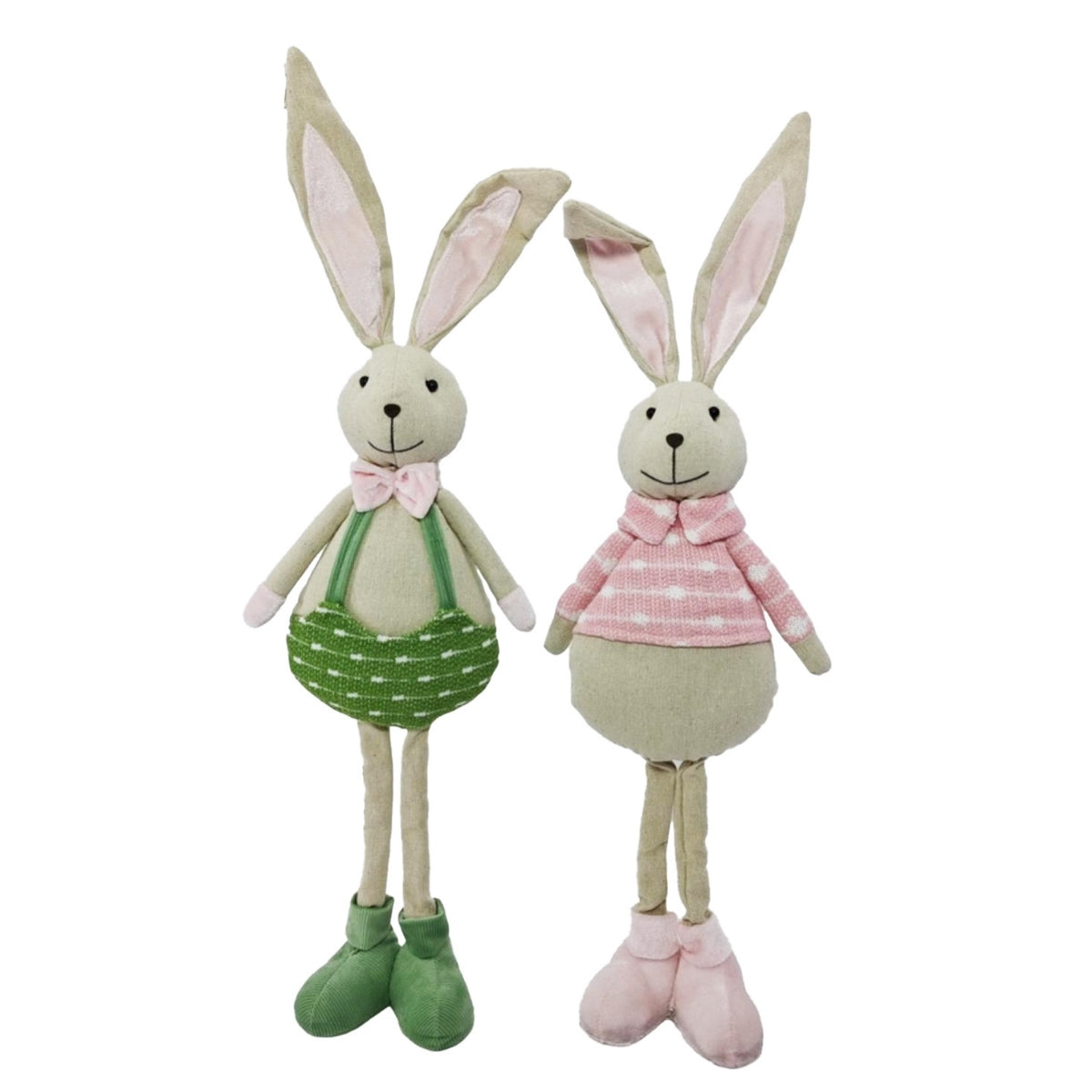 Set 2 decoratiuni Pasti pereche iepurasi, material textil, 66 cm