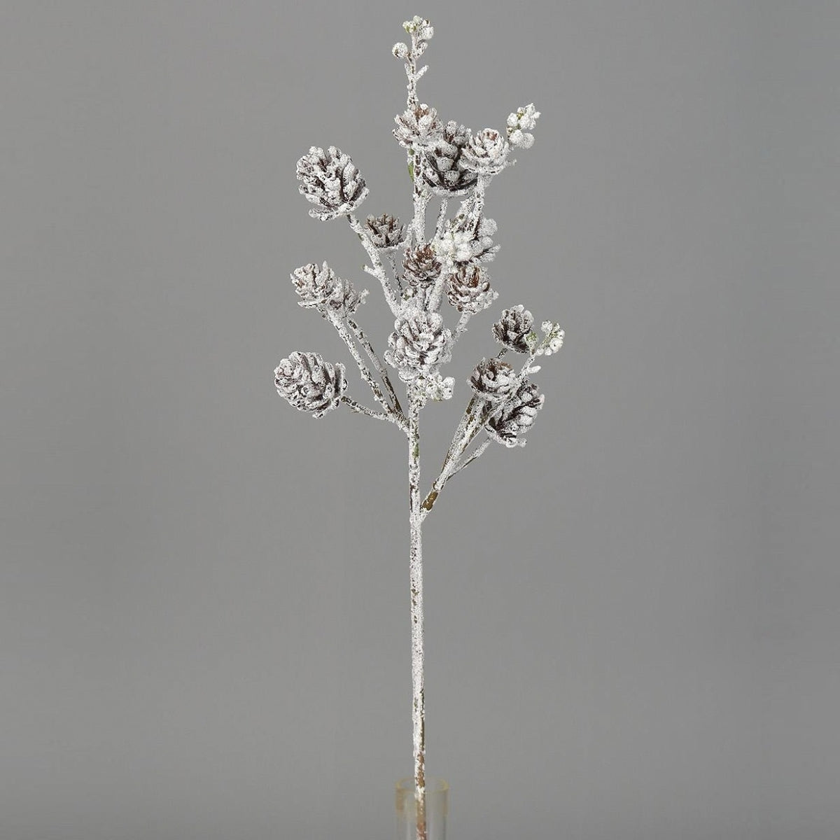 Decoratiune brad crenguta ninsa cu conuri, 46 cm