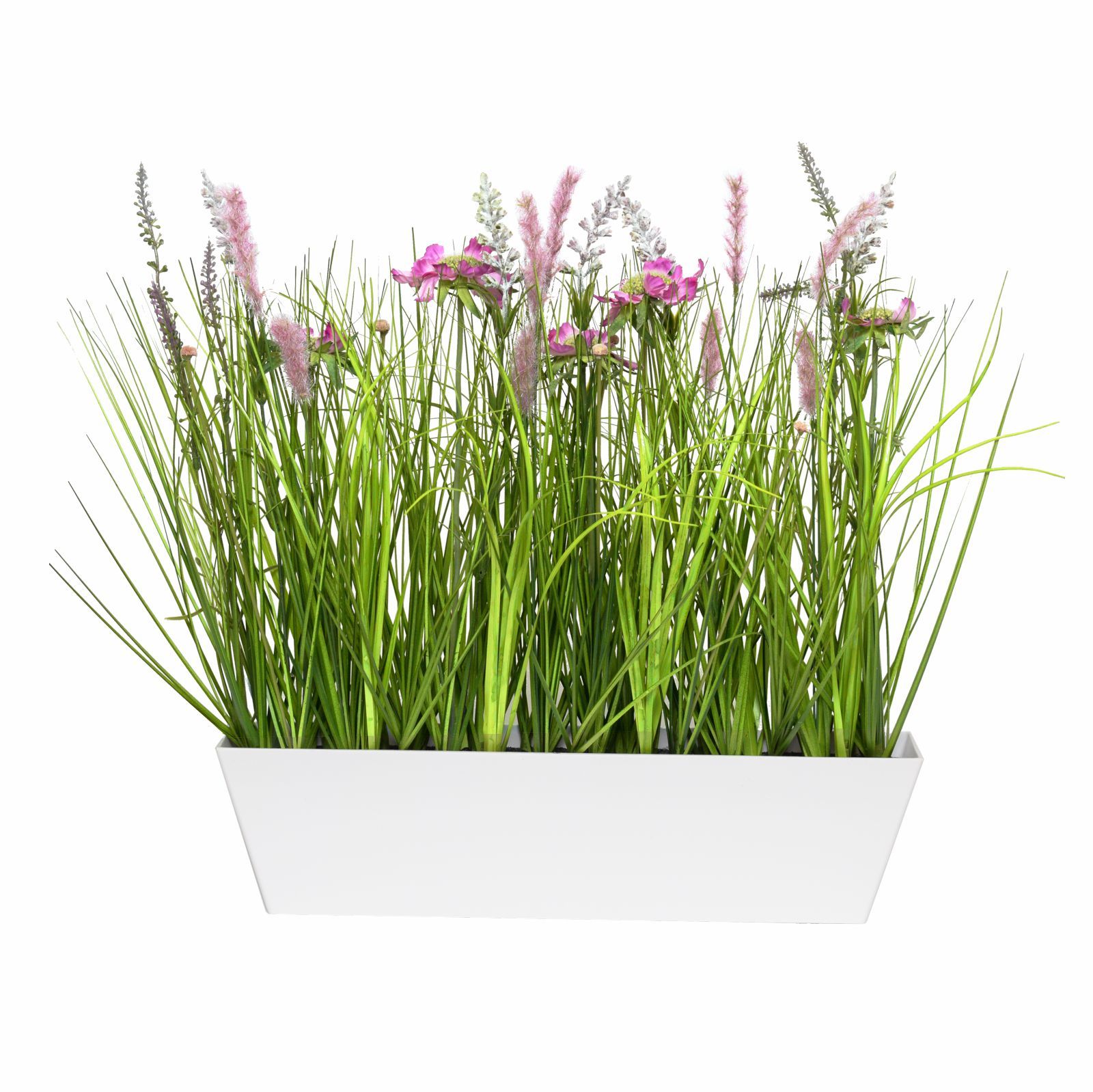 Aranjament floral de 41 cm cu flori de camp artificiale multicolore asezate intr un ghiveci decorativ