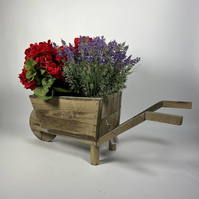 Suport flori din lemn pentru gradina roaba, 68 cm