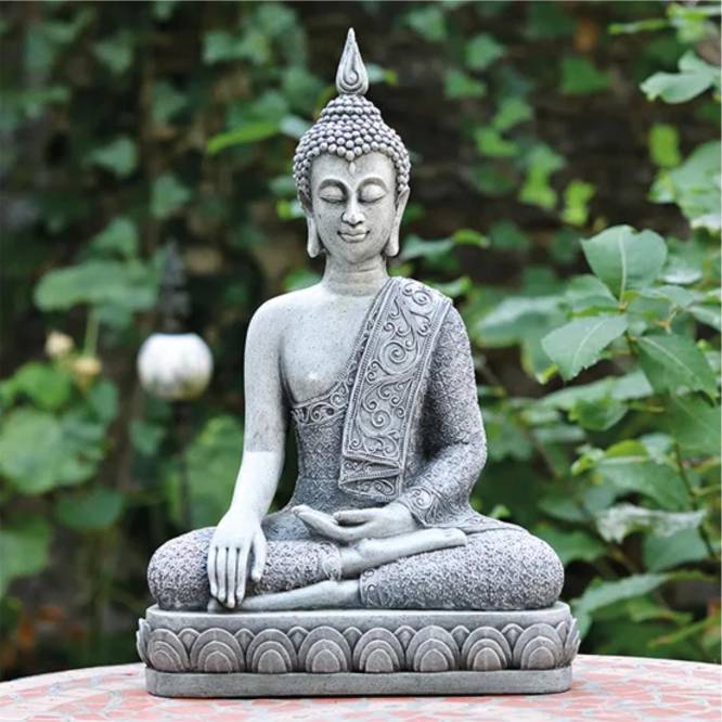 Figurina Buddha gri din polirasina 39 cm