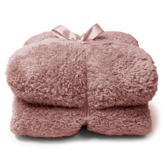 Patura Teddy Unique Living din coral fleece, culoare old pink, 150 x 200 cm