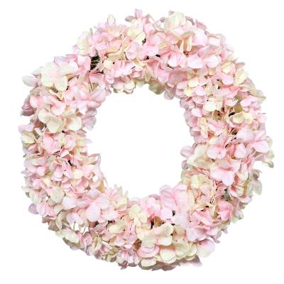 Coronita din flori de hortensie artificiala roz, diametru 50 cm