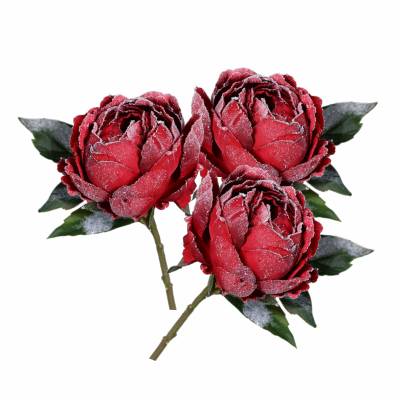 Set trei bujori rosii de gheata 35 cm