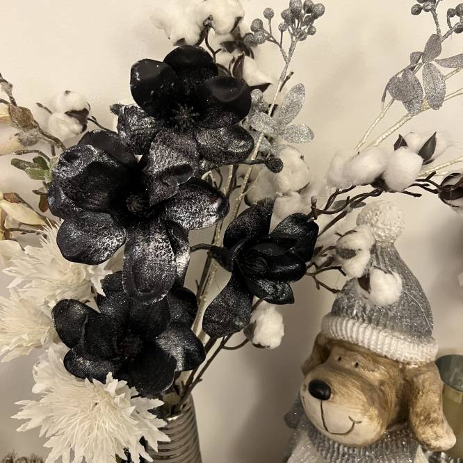 Magnolie neagra cu sclipici 85 cm