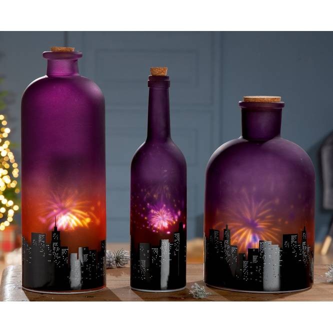 Decoratiune Sticla cu LED Foc artificii 26 cm