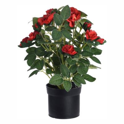Trandafir artificial cu LED in ghiveci 25 cm