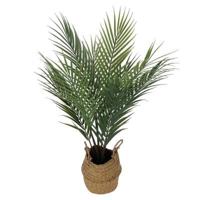 Planta decorativa artificiala palmier in cos de ratan, 60 cm