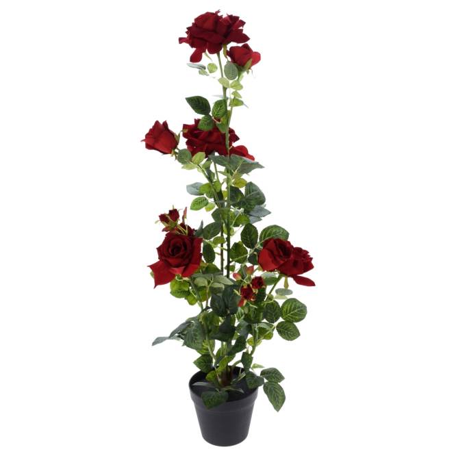 Trandafir artificial rosu cu aspect 100% natural 95 cm