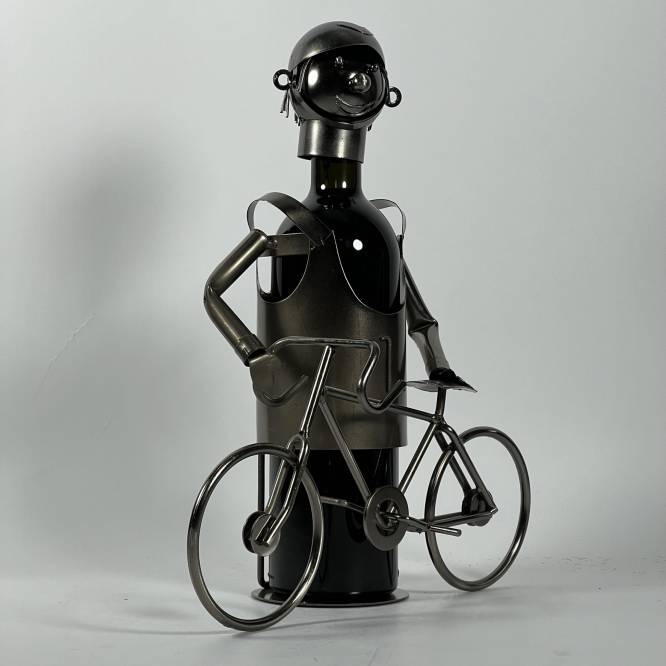 Suport metalic biciclist pentru sticla de vin 27 cm