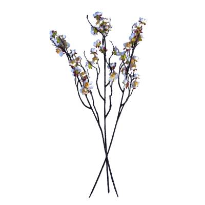 Set 3 crengute de prun artificiale cu flori albe, 56 cm